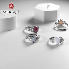 Nhẫn bạc đính hạt đá thiên nhiên mẫu E0008