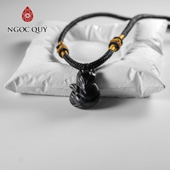 Mặt dây chuyền hồ ly đá mắt hổ xanh đen