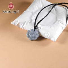 Mặt dây chuyền hoa mẫu đơn đá cẩm thạch lam ngọc type A