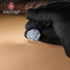 Mặt dây chuyền hoa mẫu đơn đá cẩm thạch lam ngọc type A