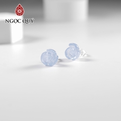Bông tai hoa đá aquamarine
