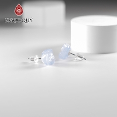 Bông tai hoa đá aquamarine