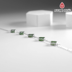 Lắc bạc cỏ 4 lá đá ngọc bích 8x8mm