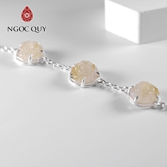 Lắc bạc hoa mẫu đơn đá thạch anh tóc vàng