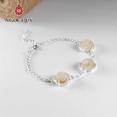 Lắc bạc hoa mẫu đơn đá thạch anh tóc vàng