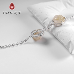 Lắc bạc hoa mẫu đơn đá thạch anh tóc vàng