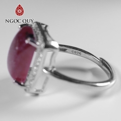 Nhẫn bạc đính đá Ruby nam phi freesize hạt