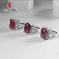Nhẫn bạc đính đá Ruby nam phi freesize hạt