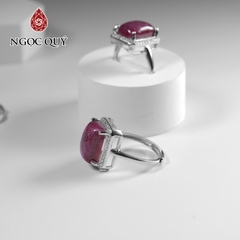 Nhẫn bạc đính đá Ruby nam phi freesize hạt
