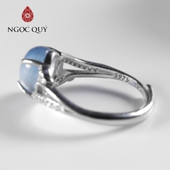 Nhẫn bạc đính Aquamarine freesize hạt 7x9mm