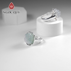 Nhẫn bạc hoa mẫu đơn đá cẩm thạch type A - Ni18