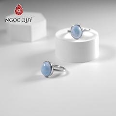 Nhẫn bạc đính hạt larimar freesize hạt 9x10mm