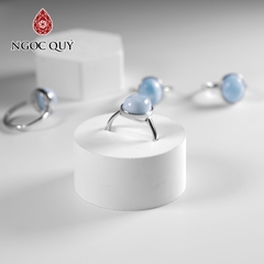 Nhẫn bạc đính hạt larimar freesize hạt 9x10mm
