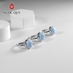 Nhẫn bạc đính hạt larimar freesize hạt 9x10mm