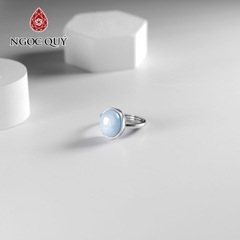 Nhẫn bạc đính hạt larimar freesize hạt 9x10mm