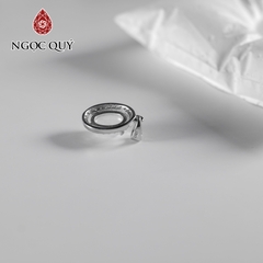 Dây chuyền bạc mặt oval đính đá thiên nhiên 14x12mm