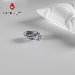 Dây chuyền bạc mặt oval đính đá thiên nhiên 14x12mm