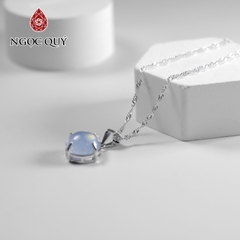 Dây chuyền bạc mặt đính đá Aquamarine 10mm