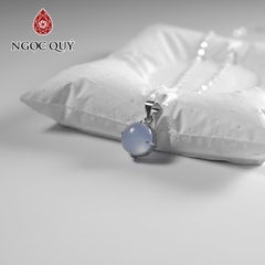 Dây chuyền bạc mặt đính đá Aquamarine 10mm