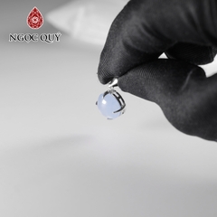 Dây chuyền bạc mặt đính đá Aquamarine 10mm