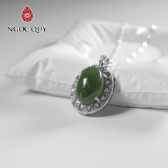 Dây chuyền bạc mặt đá ngọc bích thiên nhiên