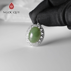 Dây chuyền bạc mặt đá ngọc bích thiên nhiên