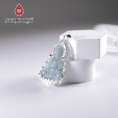 Dây chuyền bạc phật bà cẩm thạch lam ngọc bọc bạc