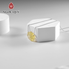 Dây chuyền bạc cỏ 4 lá hổ phách