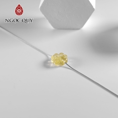 Dây chuyền bạc cỏ 4 lá hổ phách