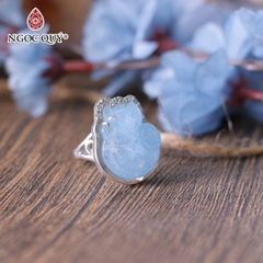 Nhẫn bạc hồ ly đá Aquamarine