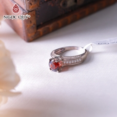 Nhẫn bạc hạt đá Garnet