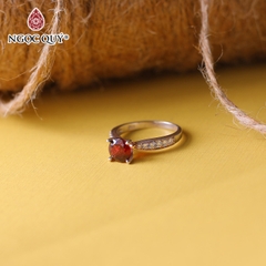 Nhẫn bạc hạt đá Garnet