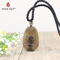 Mặt dây chuyền phật bản mệnh đá thạch anh khói