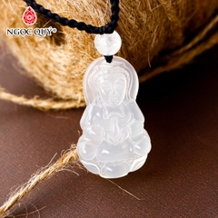 Mặt dây chuyền phật bà đá mã não trắng