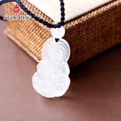 Mặt dây chuyền phật bà đá mã não trắng