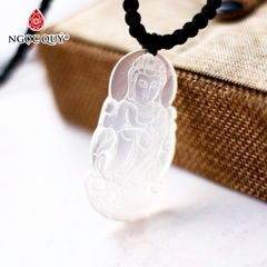 Mặt dây chuyền phật bà đá mã não trắng