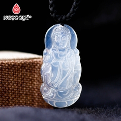Mặt dây chuyền phật bà đá mã não trắng