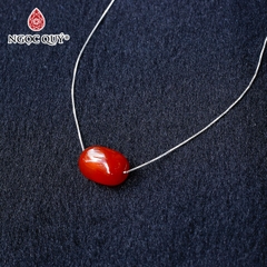 Dây chuyền bạc lu thống mã não đỏ 17x13mm