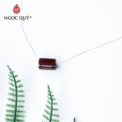 Dây chuyền bạc mặt lu thống đá thạch anh tóc đỏ 13x9mm