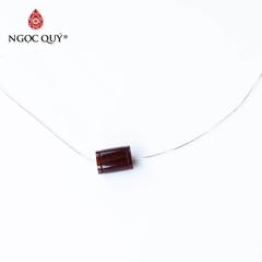 Dây chuyền bạc mặt lu thống đá thạch anh tóc đỏ 13x9mm