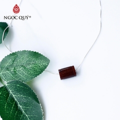Dây chuyền bạc mặt lu thống đá thạch anh tóc đỏ 13x9mm