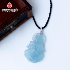 Mặt dây chuyền phật bà aquamarine hải lam ngọc 42x26mm