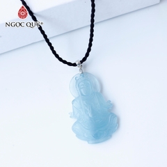 Mặt dây chuyền phật bà aquamarine hải lam ngọc 42x26mm