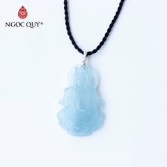 Mặt dây chuyền phật bà aquamarine hải lam ngọc 42x26mm