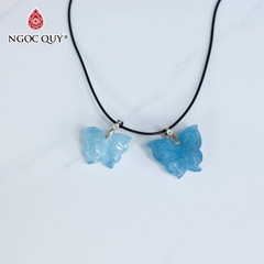 Mặt dây chuyền hình con bướm đá Aquamarine