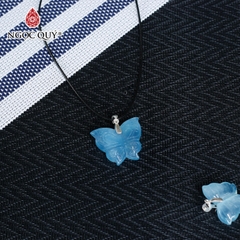Mặt dây chuyền hình con bướm đá Aquamarine