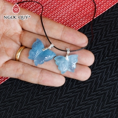 Mặt dây chuyền hình con bướm đá Aquamarine