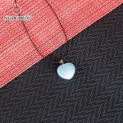 Mặt dây chuyền hình trái tim đá Aquamarine 20*20mm
