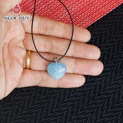 Mặt dây chuyền hình trái tim đá Aquamarine 20*20mm