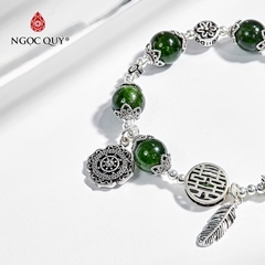 Vòng tay phong thủy đá diopside phối charm bạc hợp mệnh hỏa, mộc